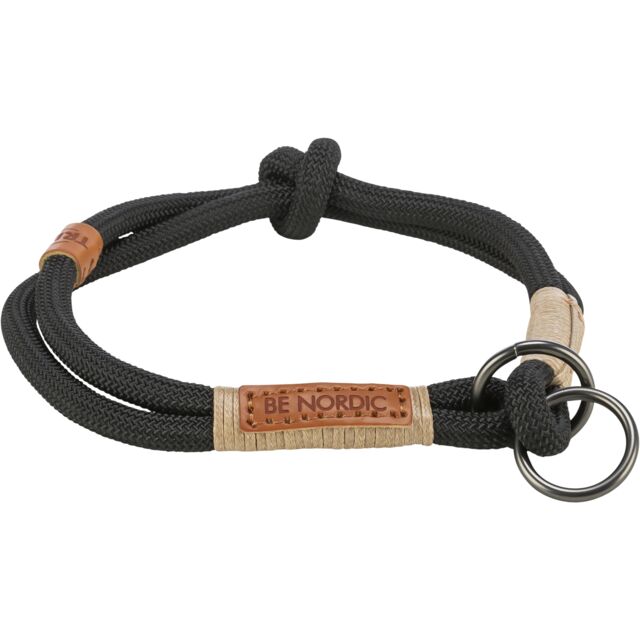 BE NORDIC Zug-Stopp-Halsband schwarz/ sand