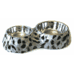 Gamelle double pour chien et chat en mélamine, motif léopard