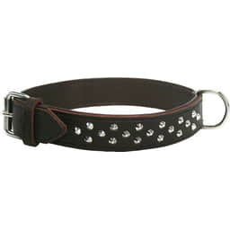 Collier en cuir souple avec rivets décoratifs, brun