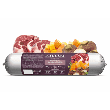 BARF Sausage Complete - Menue Meadow goat with rutabaga and pumpkin