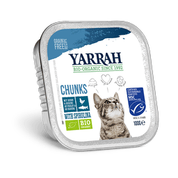 Bio Chunks mit Fisch für Katzen - Schale