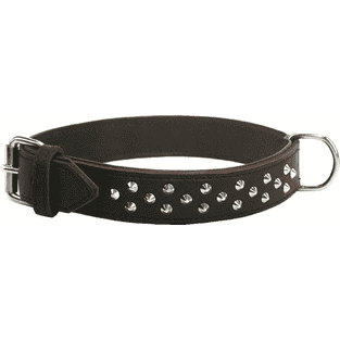 Collier en cuir souple avec rivets décoratifs, brun