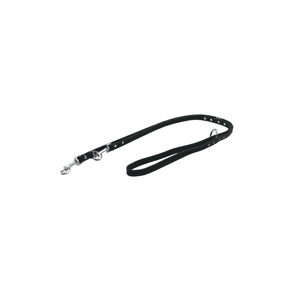 Soft leather leashes riveted with decorative stitching, black
