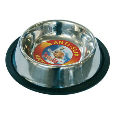 Écuelles en acier inox avec anneau en caoutchouc