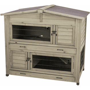 Clapier pour petits animaux avec toit à pignon Natura, 2 étages, gris