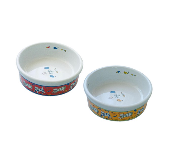 Ceramic cat bowl with cat motif
