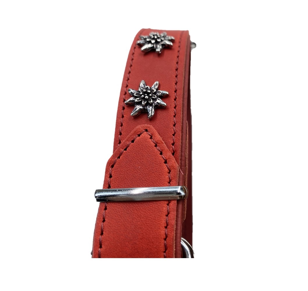 Collier Edelweiss en cuir souple, rouge