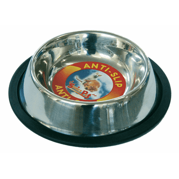 Écuelles en acier inox avec anneau en caoutchouc