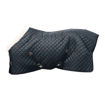 Show rug 160 g with synthetic fur collar - black