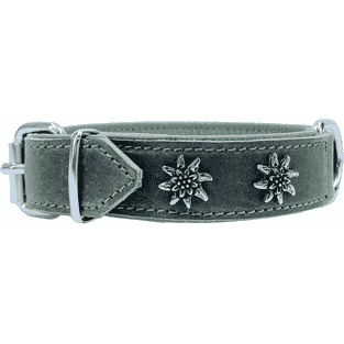 Edelweiss-Halsband aus weichem Leder, grün