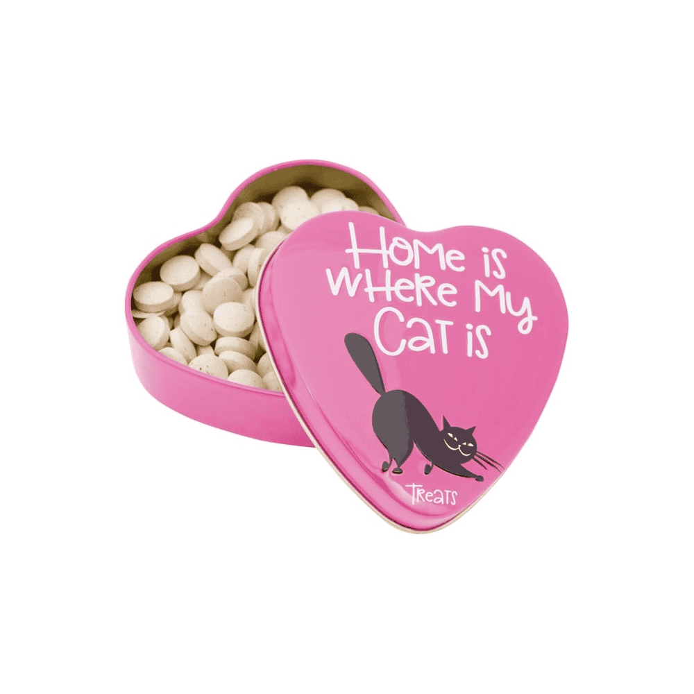Friandises pour chats dans le coeur "Home is where my cat is"