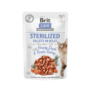 Care Cat - Sterilized - Fillets in Jelly with Hearty Duck &amp; Tender Turkey
