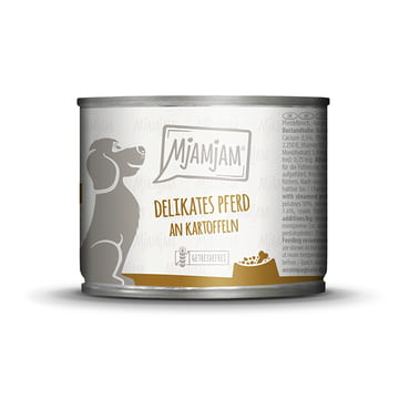 Dog delikates Pferd an gedämpften Kartoffeln