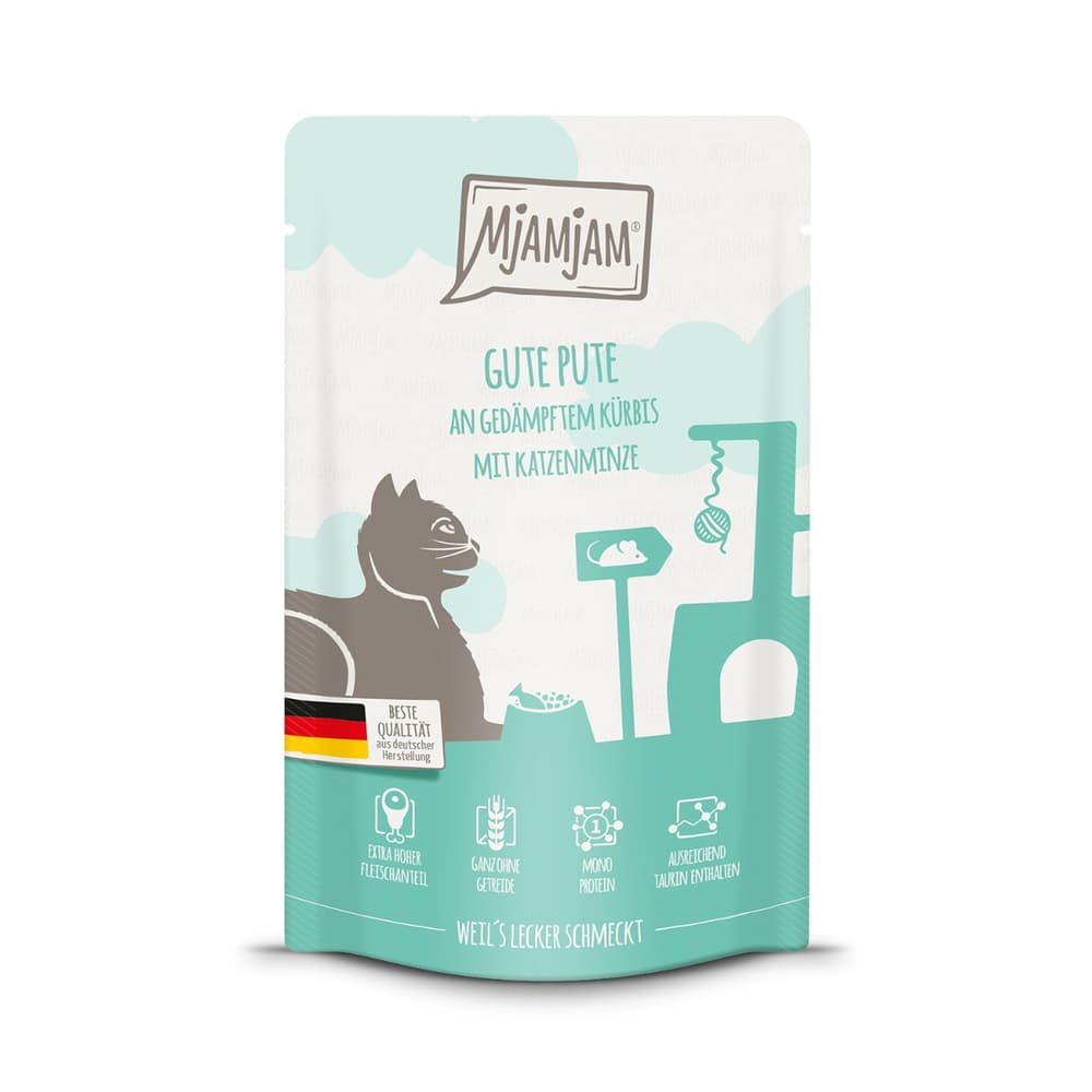 Gute Pute an gedämpftem Kürbis mit Katzenminze