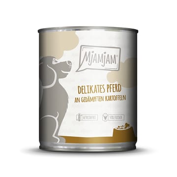 Dog delikates Pferd an gedämpften Kartoffeln