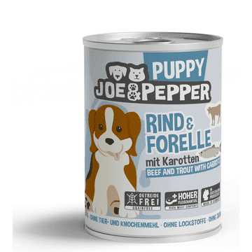 Dog Puppy Rind & Forelle mit Karotten