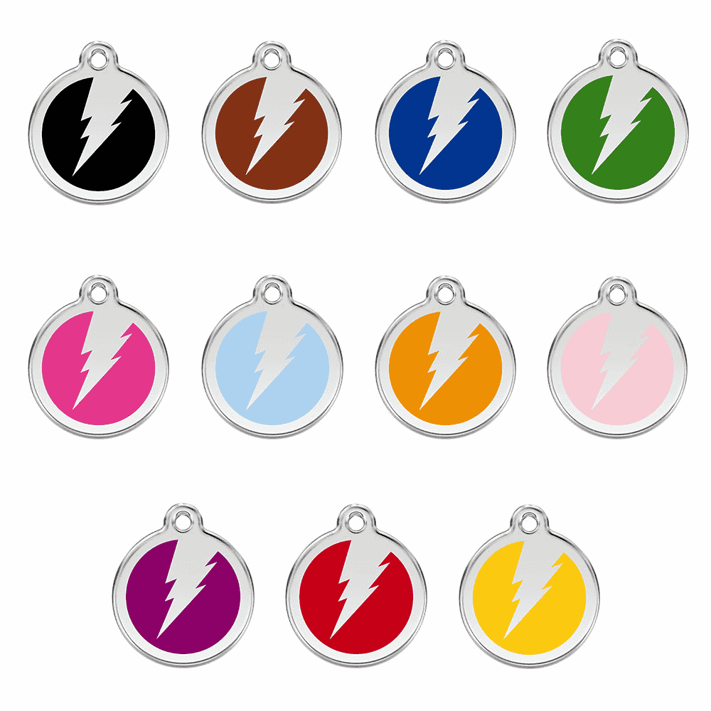 Animal tag with enamel - lightning bolt in different colors