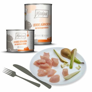 Leckeres Hühnchen an fruchtigen Birnen