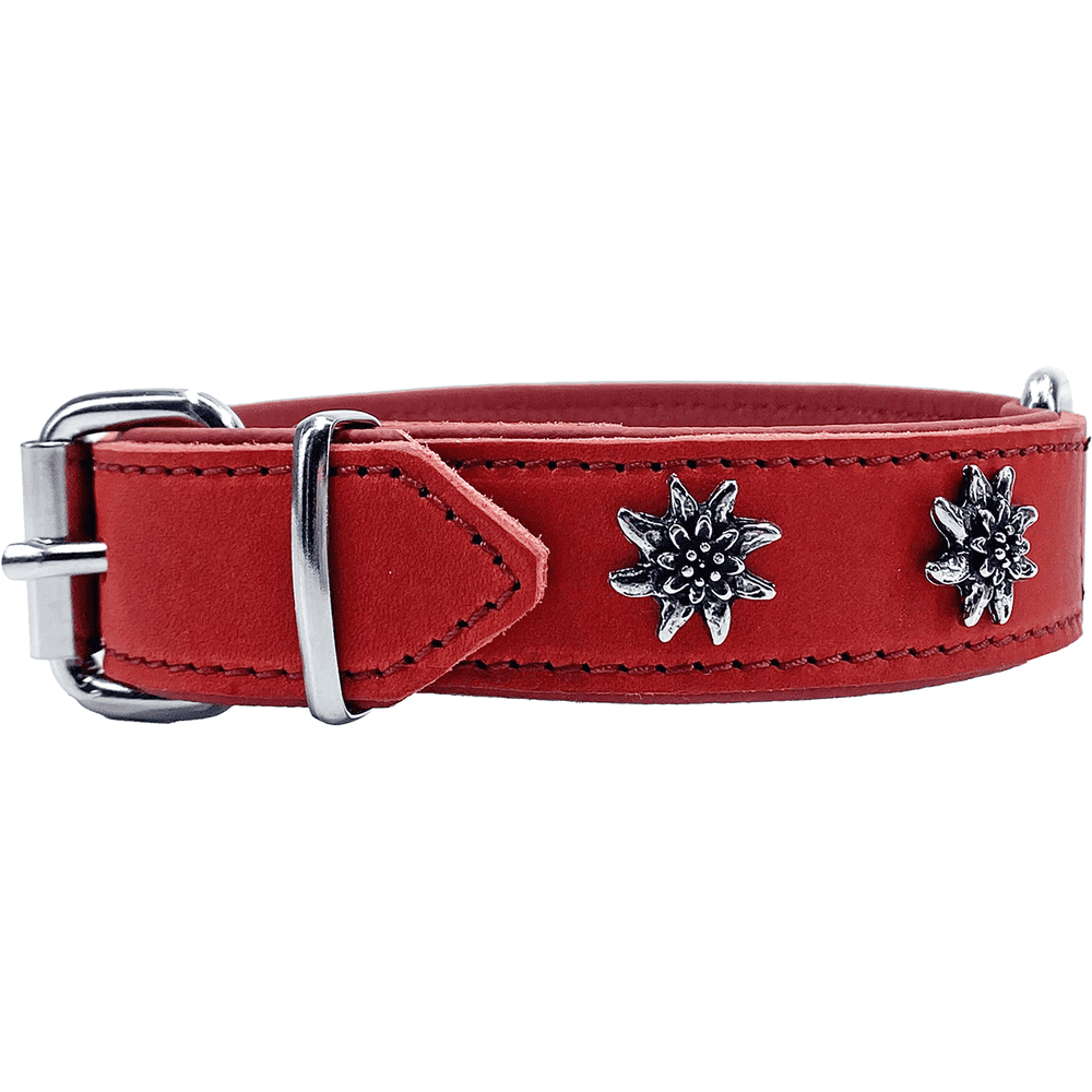 Collier Edelweiss en cuir souple, rouge