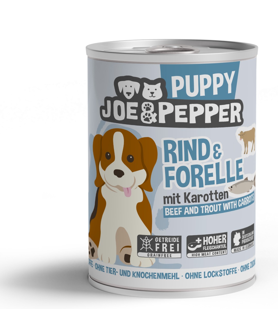 Dog Puppy Rind & Forelle mit Karotten