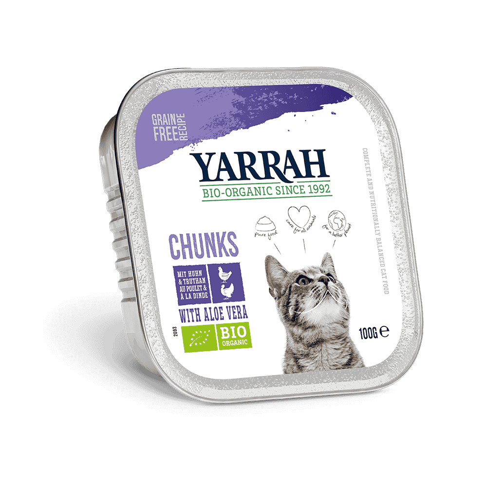 Organic Chunks with chicken and turkey for cats - tray