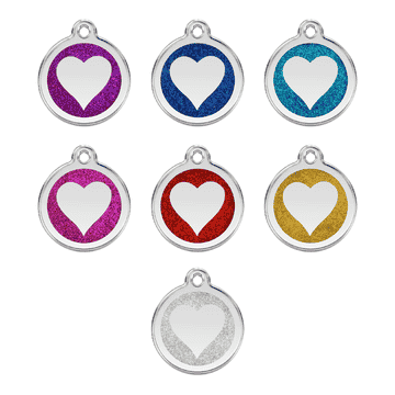 Animal tag with glitter enamel - heart