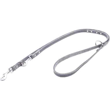 Laisse en cuir souple rivetée avec couture décorative, gris