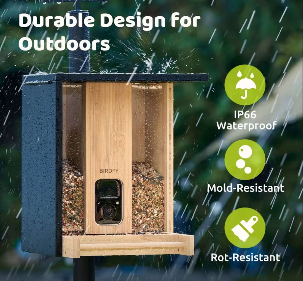 Birdfy Feeder Bamboo - Birdhouse with camera