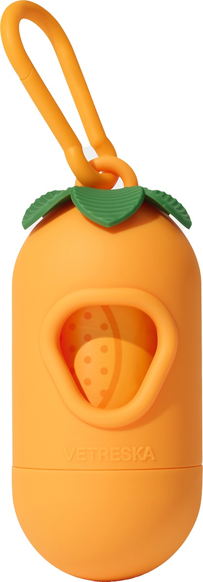 Poop bag dispenser set Tangerine, 7 rolls