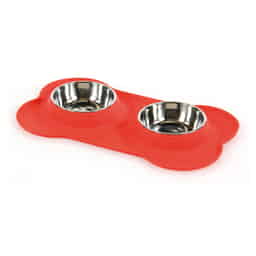 Hunde- & Katzennäpfe mit Silikonbecken, Knochenform