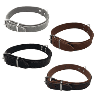 Collier en cuir souple doublé avec anneau pour laisse riveté