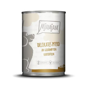 Dog delikates Pferd an gedämpften Kartoffeln