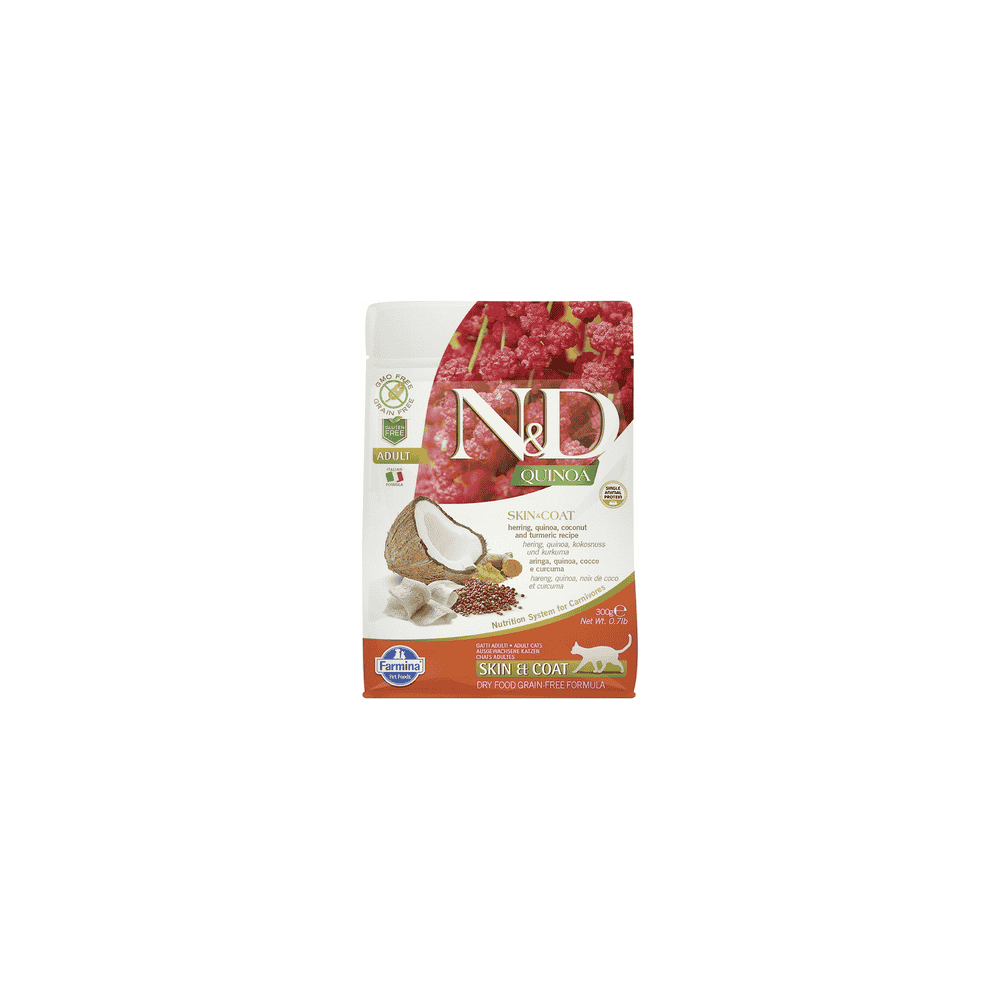 Feline Adult Quinoa Skin & Coat Hering, Kokos