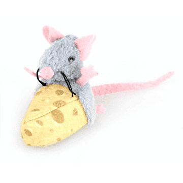 Plüsch-Rennmaus auf Käsestück