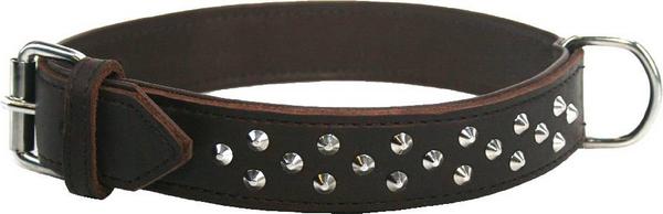 Weichleder-Halsband mit Dekonieten, Braun