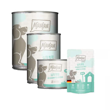 Dog Gute Pute an gekochtem Reis mit gedämpfter Zucchini
