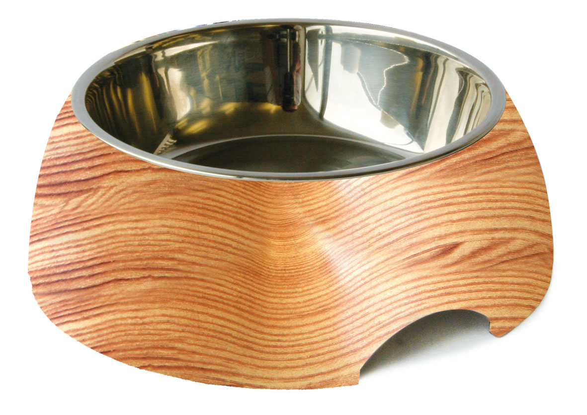Écuelle en mélamine pour chiens et chats, motif bois