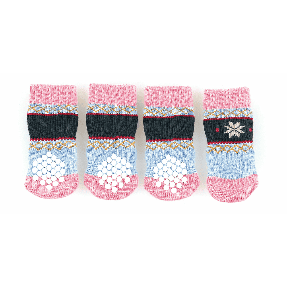 Chaussettes pour chiens avec anti-slip Naturi, rose/bleu clair