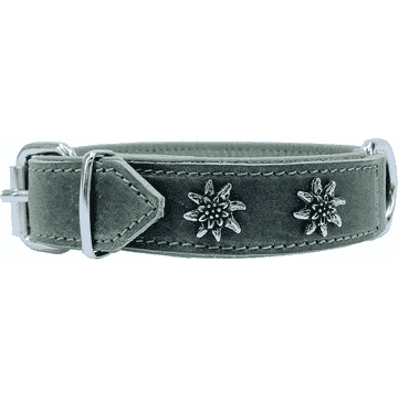 Edelweiss-Halsband aus weichem Leder, grün
