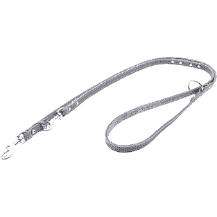 Laisse en cuir souple rivetée avec couture décorative, gris