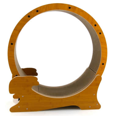 Roue à griffer pour chats avec support, brun