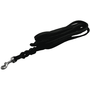 Longue laisse en cuir souple avec dragonne, noir