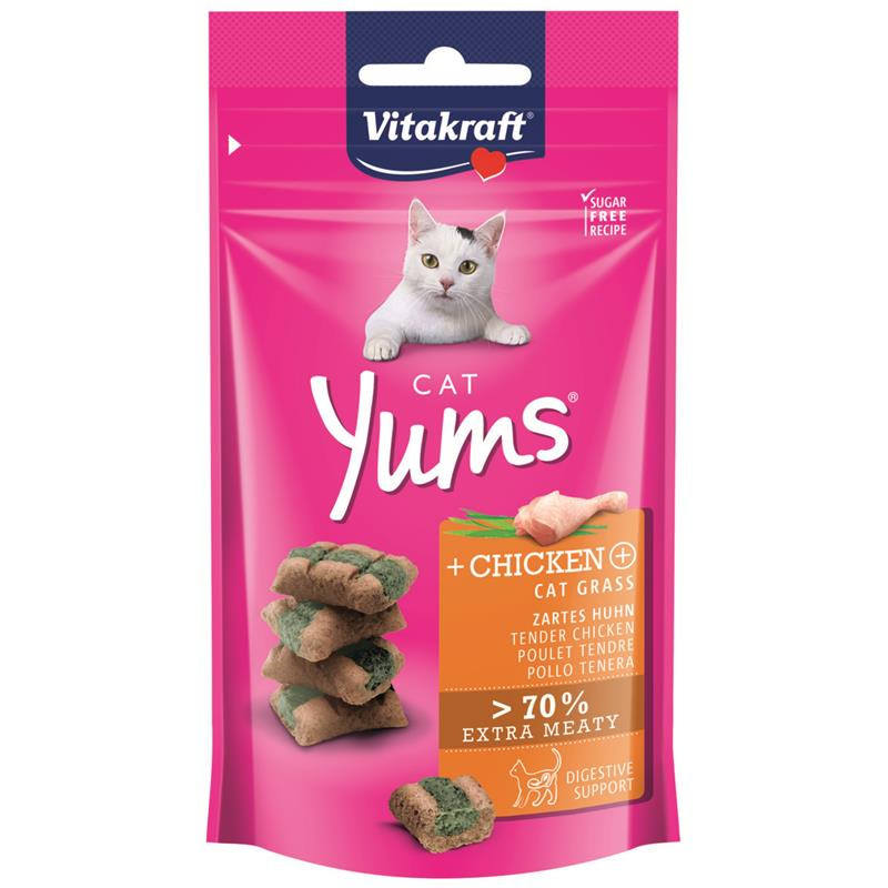 Cat Yums chicken + cat grass