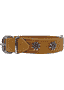 Edelweiss-Halsband aus weichem Leder, beige / cognac