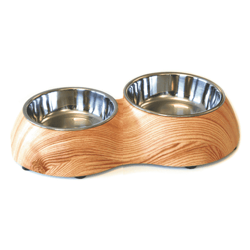 swisspet Melamin Hunde- & Katzendoppelnäpfe, Holzmotiv