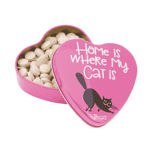 Friandises pour chats dans le coeur "Home is where my cat is"