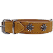 Edelweiss Collar made of soft leather, beige / cognac