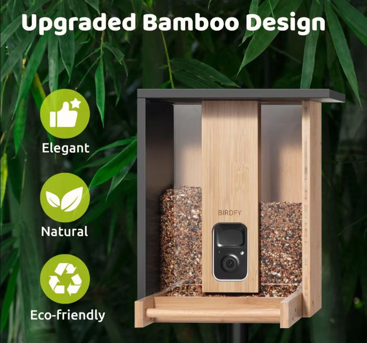 Birdfy Feeder Bamboo - Birdhouse with camera