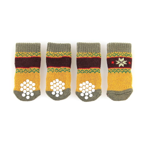 Hundesocken mit Anti-Slip Naturi, olive/dunkelgelb
