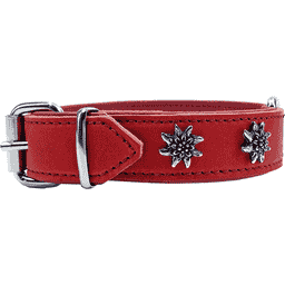 Edelweiss-Halsband aus weichem Leder, rot